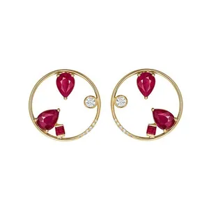 گوشواره طلا 18 عیار زنانه قیراط طرح دایره کد GH3078