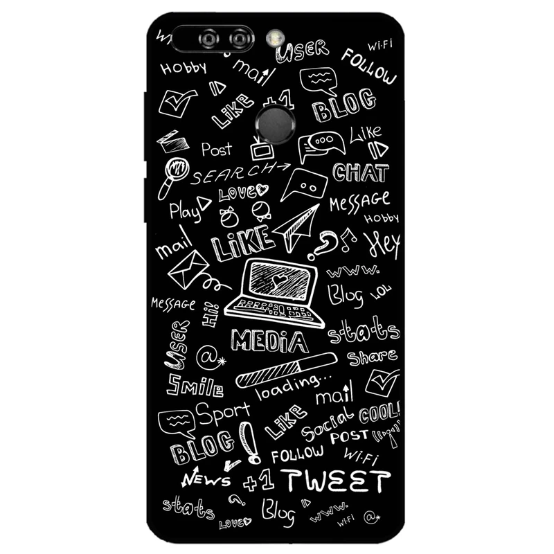کاور مگافون طرح رسانه های اجتماعی مدل 1898 مناسب برای گوشی موبایل آنر 8 Pro       