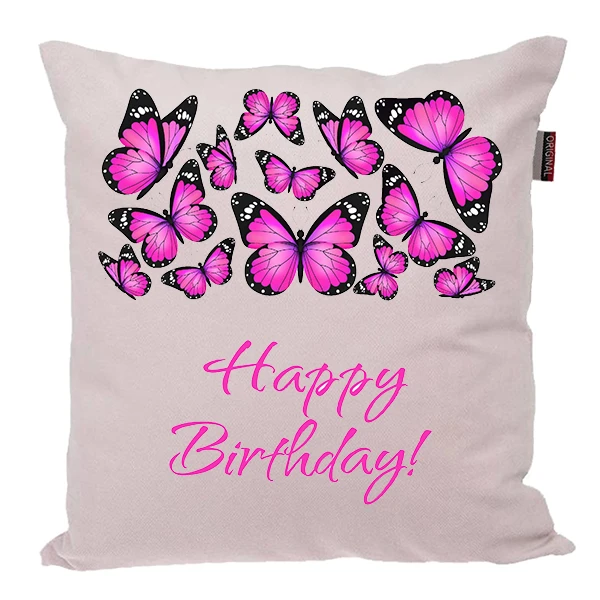 کوسن ناریکو مدل فانتزی طرح تولدت مبارک پروانه کد 0516