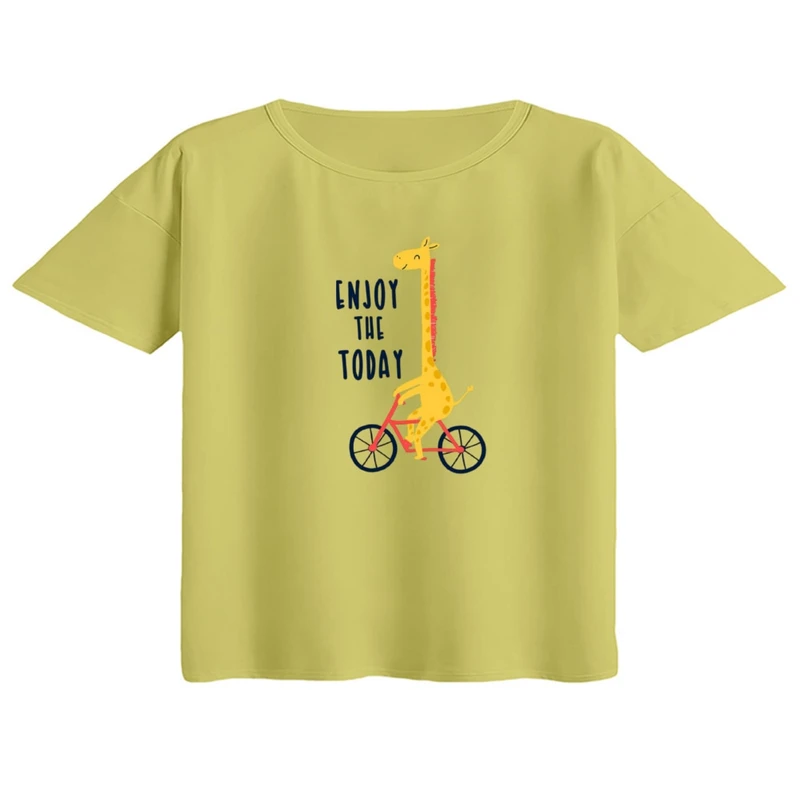 کراپ تی‌شرت آستین کوتاه زنانه مدل زرافه کد ۴