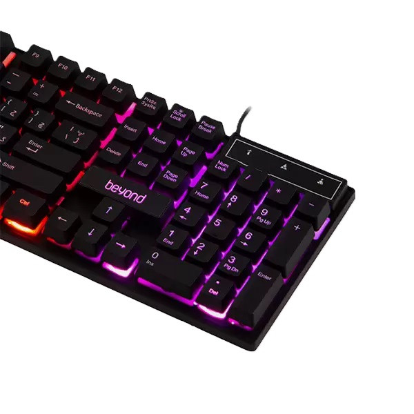 کیبورد بیاند مدل BK-7120 RGB، سوئیچ ممبران، Full-Size، نورپردازی LED RGB