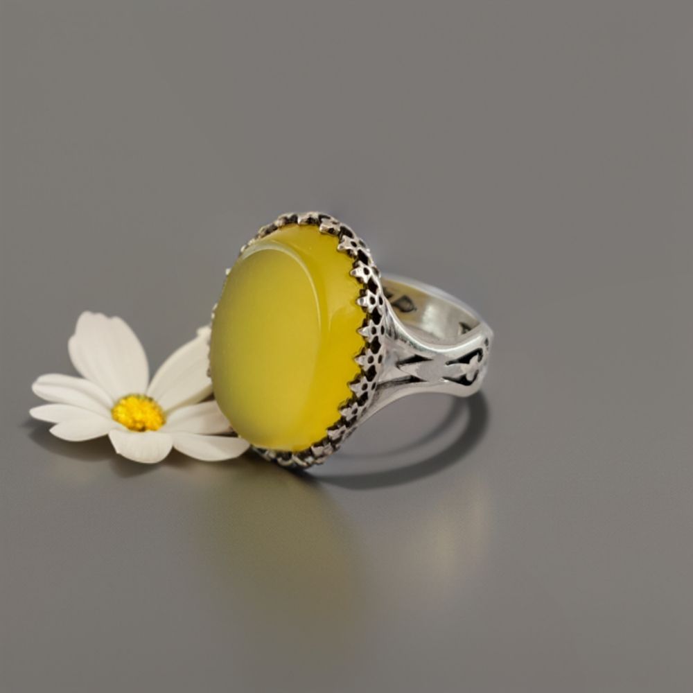 انگشتر نقره مردانه ملک زیور مدل عقیق طرح سر نیزه کد 312 -  - 4