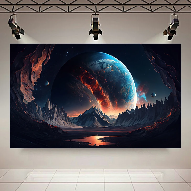 پوستر دیواری طرح آسمان شب مدل کهکشان و سیارات کد AR3058392