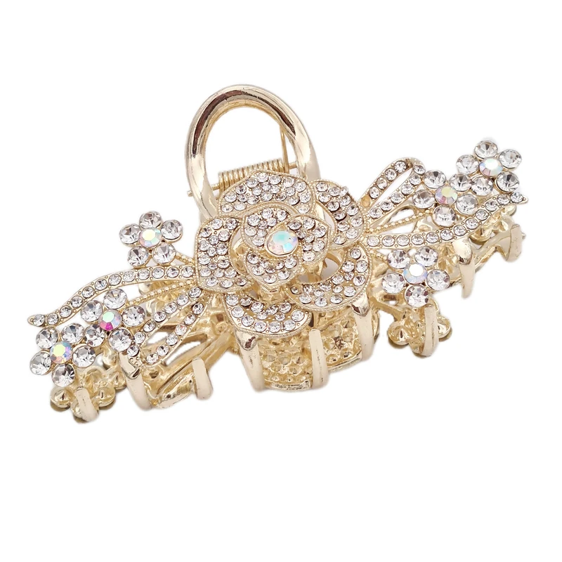 کلیپس مو زنانه مدل گل رز نگین دار کد brg 8723