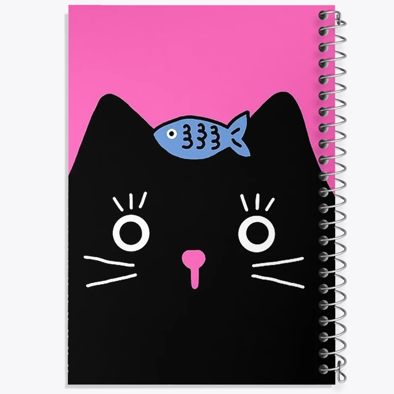 دفتر شطرنجی 50 برگ خندالو مدل گربه و ماهی کد N1297