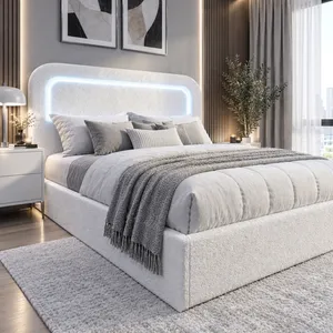تخت خواب چوب دونفره مدل تدی چراغ دار 6587 سایز 200×160 سانتی متر