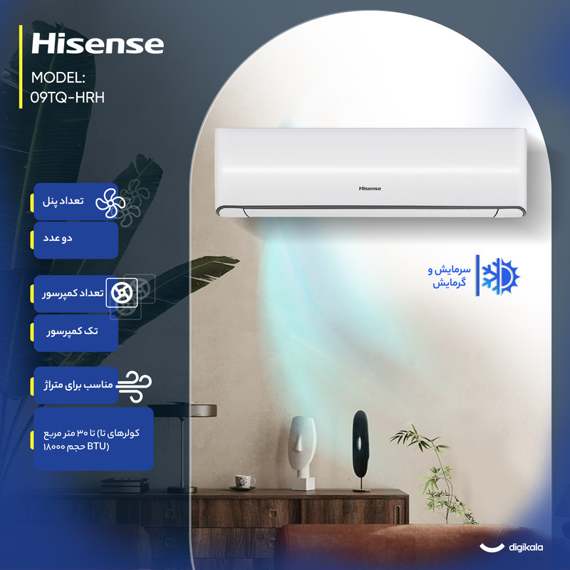 کولر گازی اسپلیت دیواری (Split) 9000 دور ثابت هایسنس مدل HRH-09TQ