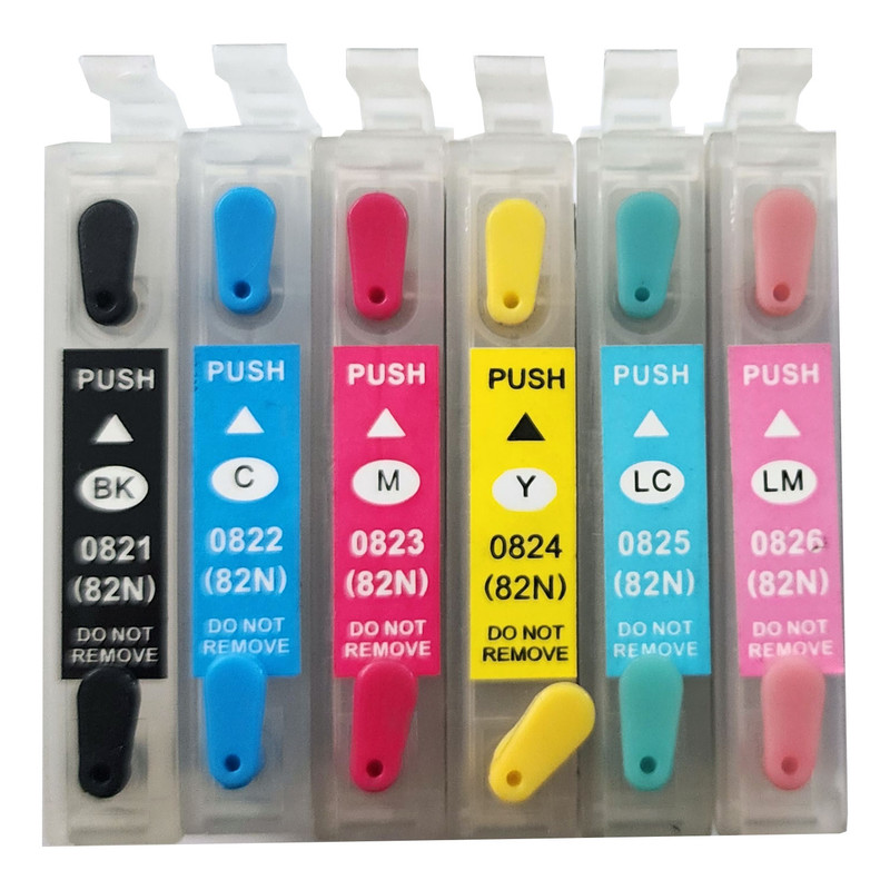 کارتریج قابل شارژ اپسون مدل T0821 تا T0826 مجموعه 6 عددی