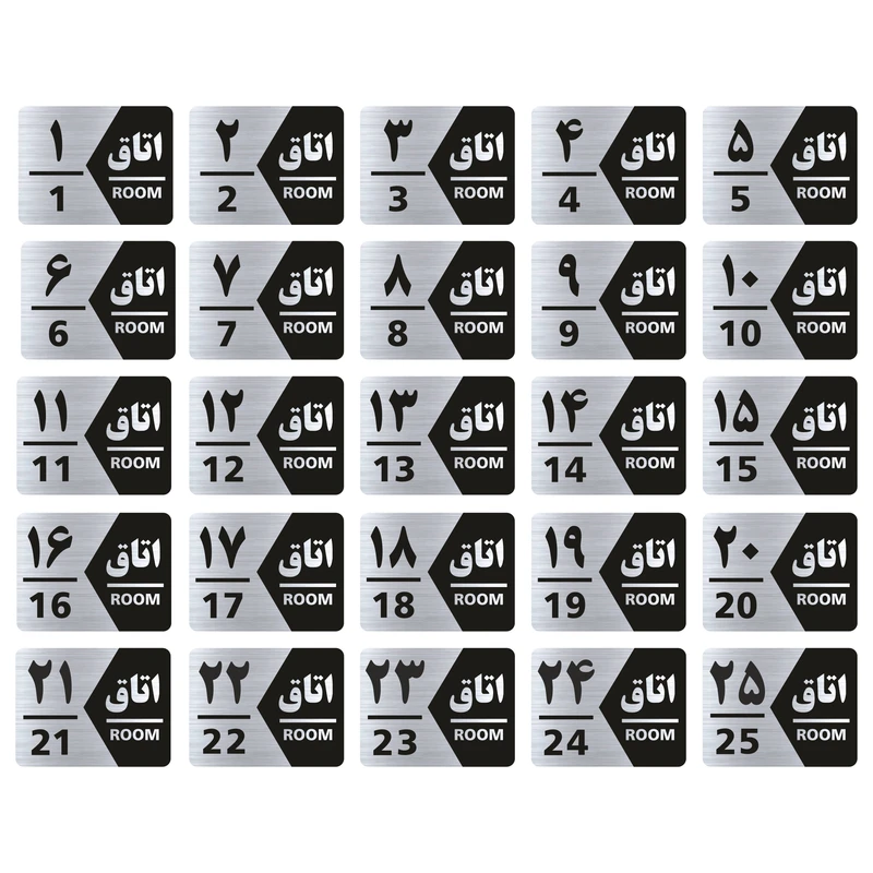تابلو راهنما طرح شماره اتاق مدل GNS425 مجموعه 25 عددی