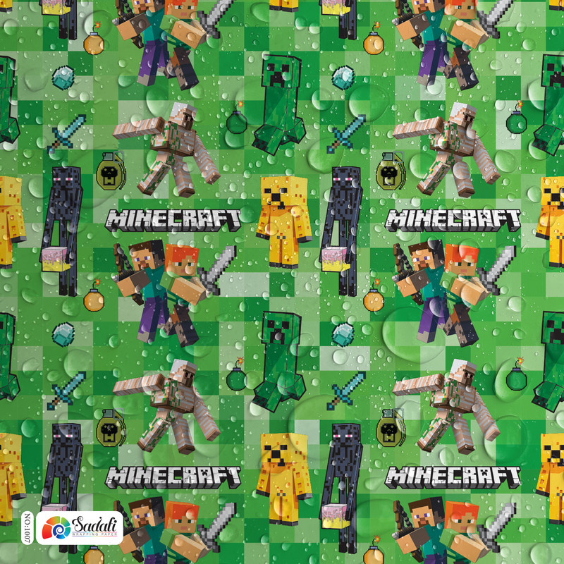 کاغذ کادو صدفی طرح ماینکرافت بسته 2 عددی
