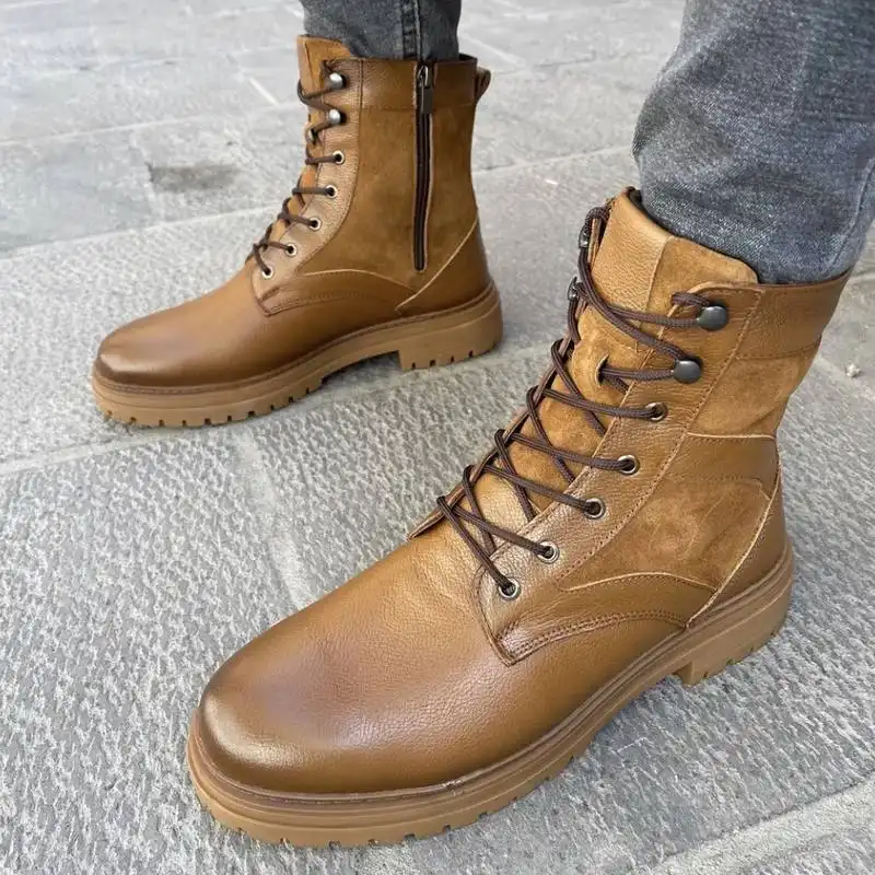 نیم بوت مردانه مدل چرم طبیعی A-A کد flo-aa890