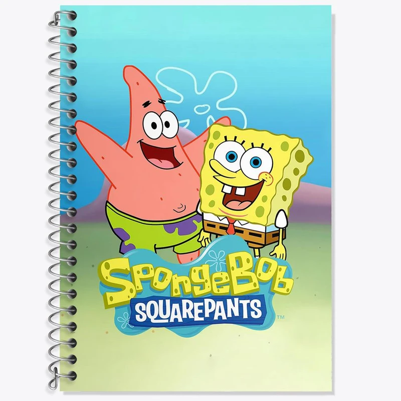 دفتر زبان 50 برگ خندالو مدل دو خط طرح باب اسفنجی و پاتریک کد 24719