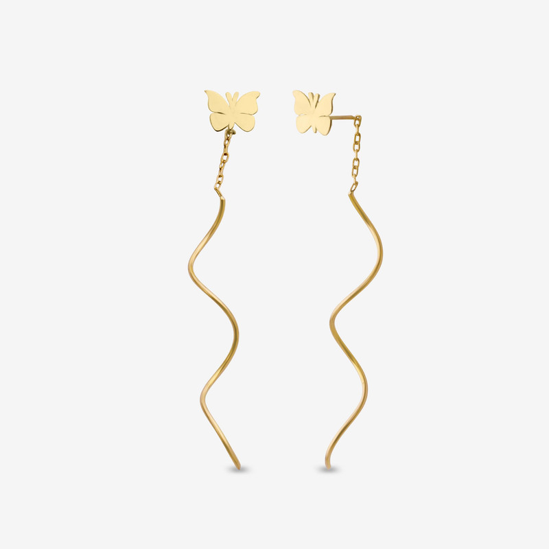 گوشواره بخیه‌ای طلا 18 عیار زنانه مطیع ها مدل کرلی کد 599 پروانه