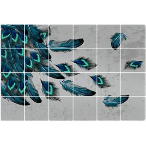  تایل سقفی آسمان مجازی طرح پر طاووس کد 3D2138-24 سایز 60x60 سانتی متر مجموعه 24 عددی 