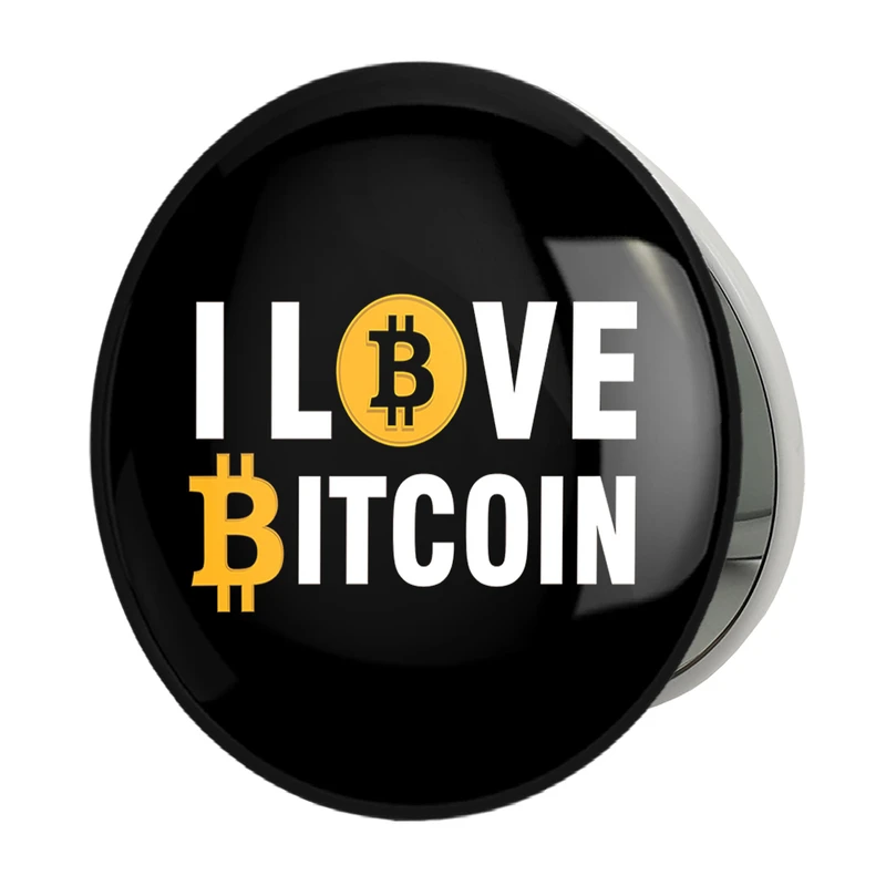 آینه جیبی خندالو طرح I Love Bitcoin مدل تاشو کد 10889 