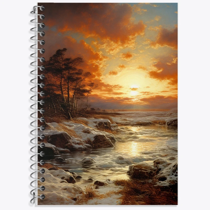 دفتر زبان 50 برگ خندالو مدل سه خط طرح منظره طبیعت کد F417