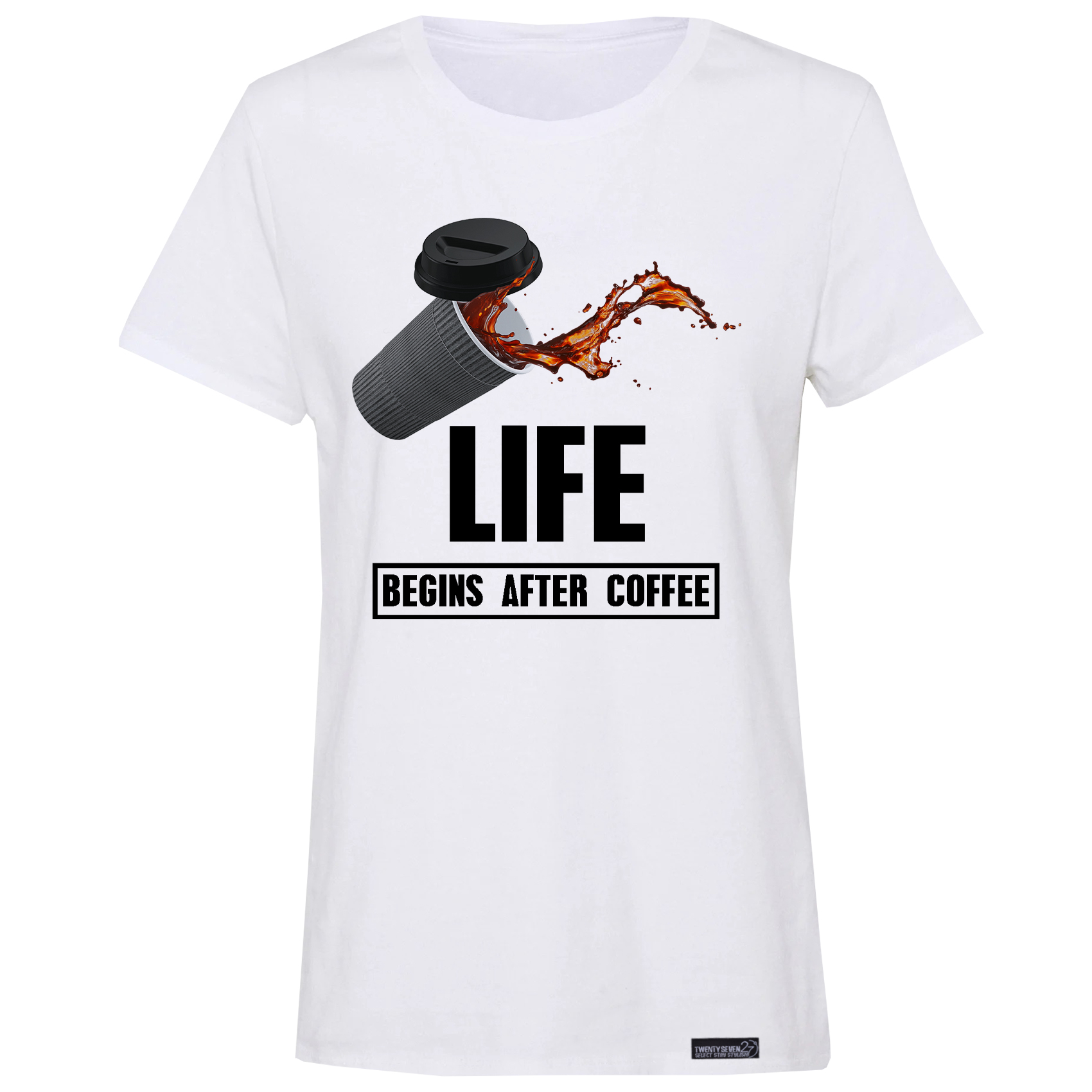 تی شرت آستین کوتاه زنانه 27 مدل Life Begins After Coffee کد MH100