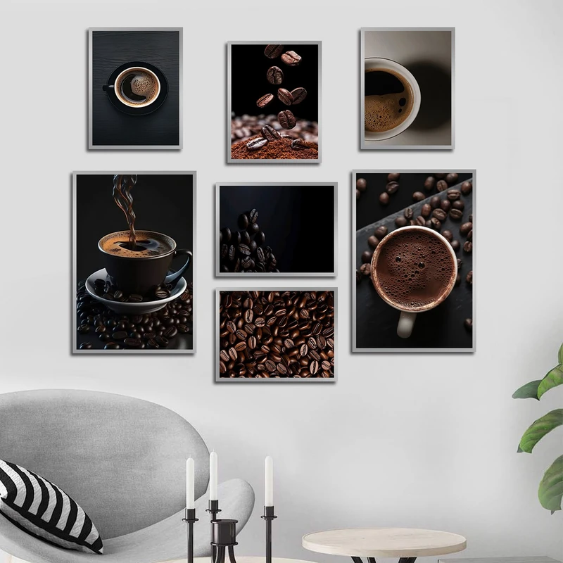 تابلو بکلیت طرح کافه و نوشیدنی قهوه مدل SI-3035 مجموعه 7 عددی
