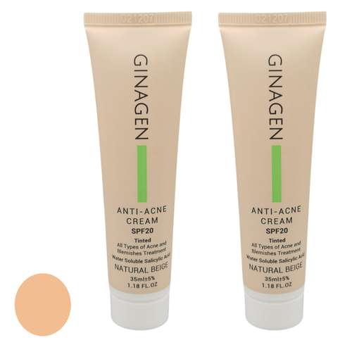 کرم ضد جوش ژیناژن مدل Natural Beige حجم 35 میلی لیتر مجموعه دو عددی