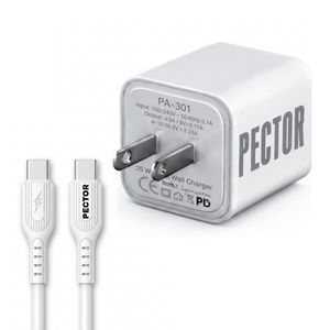 شارژر دیواری 25 وات پکتور مدل PA301 به همراه کابل USB-C به طول 1 متر