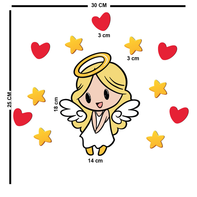 استیکر چوبی کودک باروچین مدل فرشته کد 6063 مجموعه 12 عددی