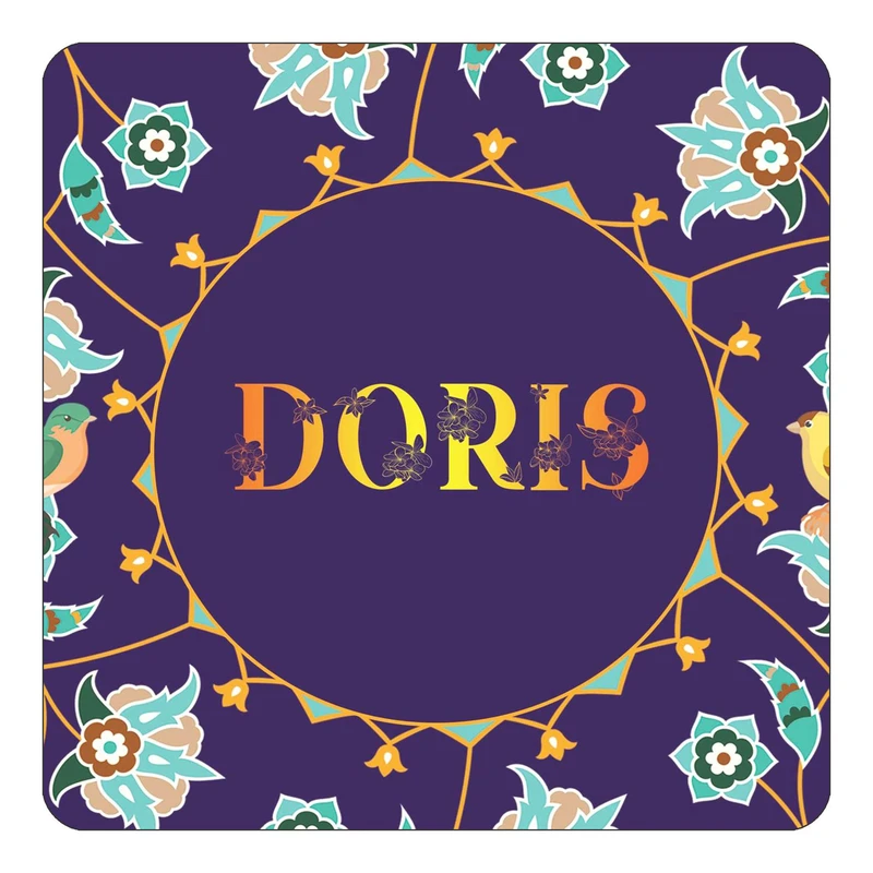 مگنت کاکتی طرح اسم دریس doris مدل گل و بلبل کد mg12826