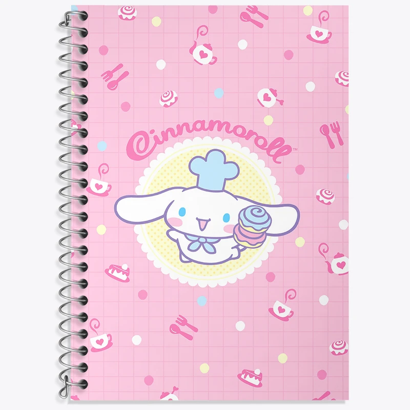 دفتر زبان 50 برگ خندالو مدل سه خط طرح سینامونرول هلو کیتی کد N4222