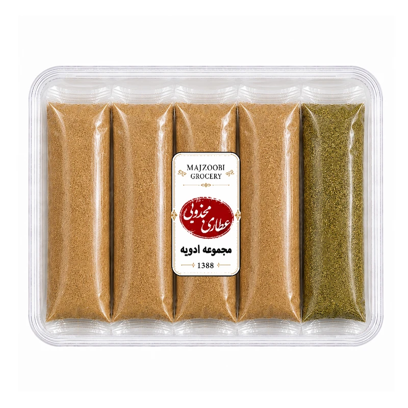 ادویه کاری و مرغ و لازانیا و آبگوشت و قرمه سبزی عطاری مجذوبی - 500 گرم بسته 5 عددی