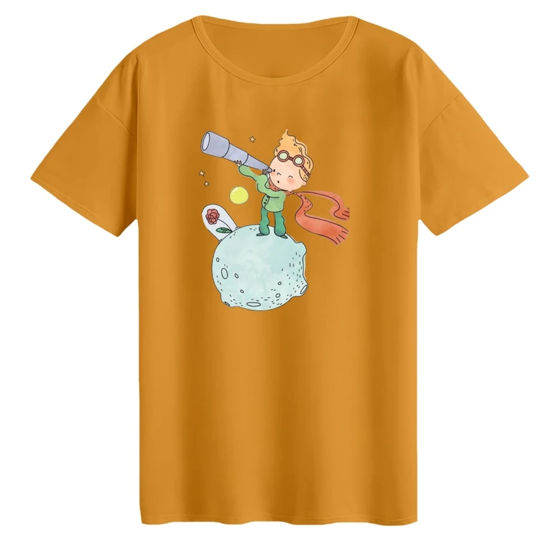 تی‌شرت لانگ آستین کوتاه زنانه مدل شازده کوچولو کد 1 رنگ نارنجی