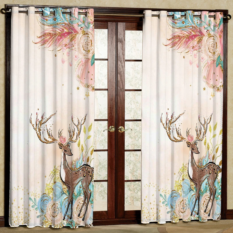 پرده مدل گوزن هازان پانچی کد 1902 سایز 140x200 سانتی متر