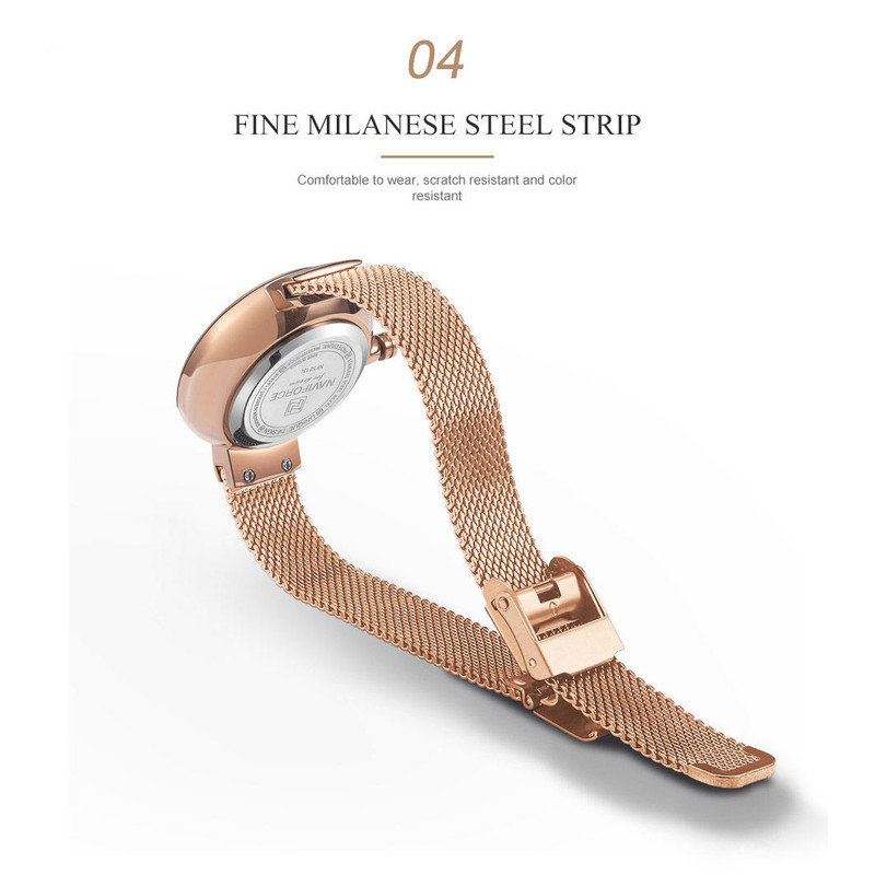 ساعت مچی عقربه ای زنانه نیوی فورس کد NF5013L -RG-BE