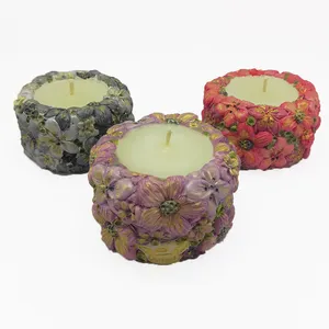 شمع دست ساز مدل گل و شکوفه بسته 3 عددی