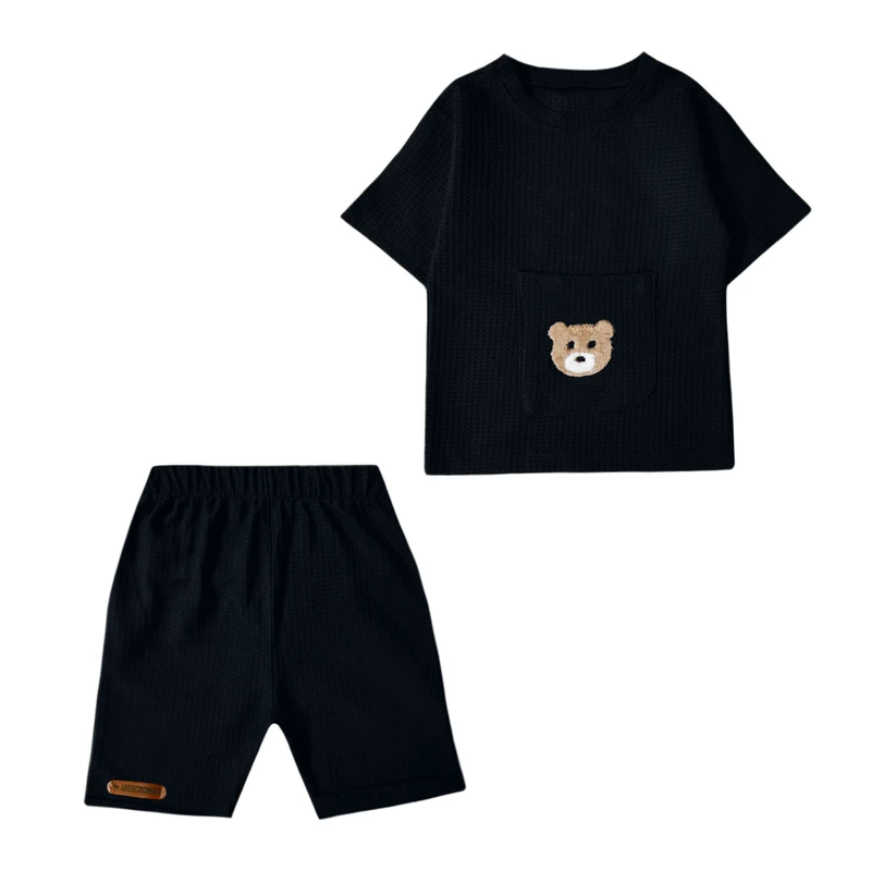 ست تی شرت و شلوارک پسرانه مدل بیسکویتی تک جیب کد ۵۴۵