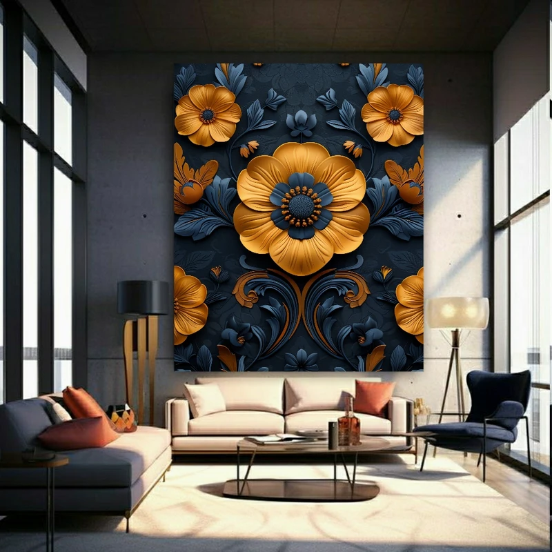 پوستر دیواری طرح گل فانتزی کد BK1587