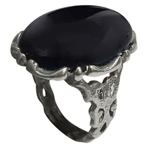 انگشتر نقره مردانه مدل عقیق حجر الاسود کد AHA2112