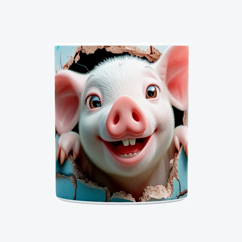 ماگ حس آمیزی طرح سه بعدی دیوار مدل بچه خوک بامزه 0011