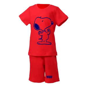 ست تی شرت و شلوارک پسرانه مدل اسنوپی کد snopy-r-1