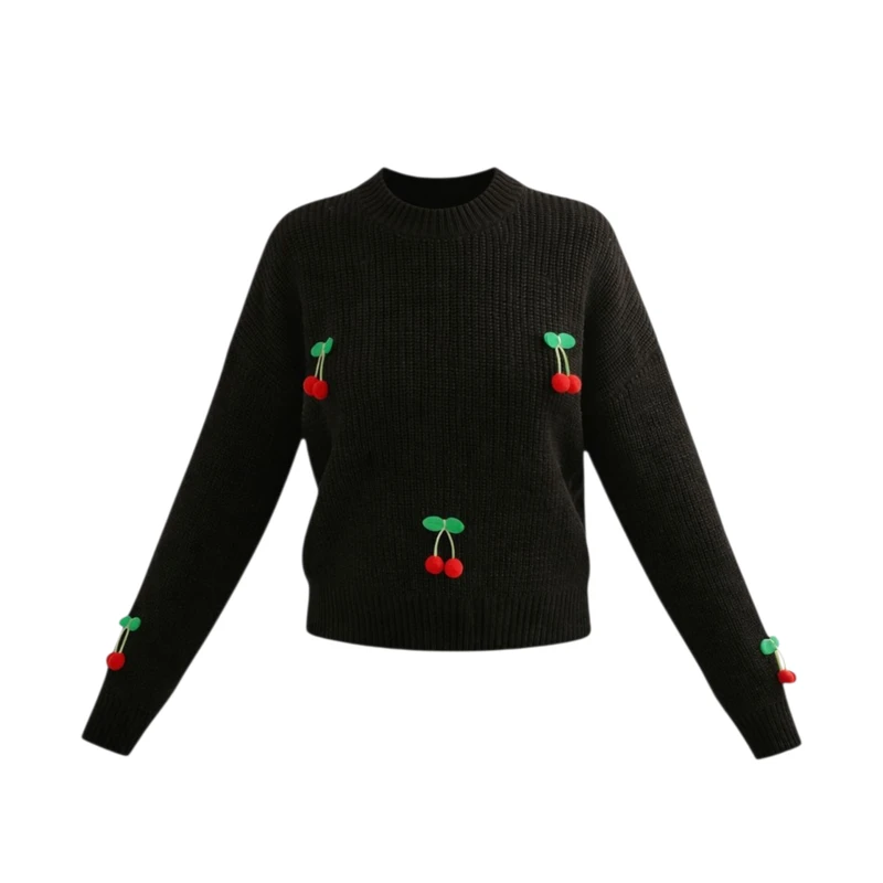 پلیور یقه گرد زنانه مدل آلبالو 