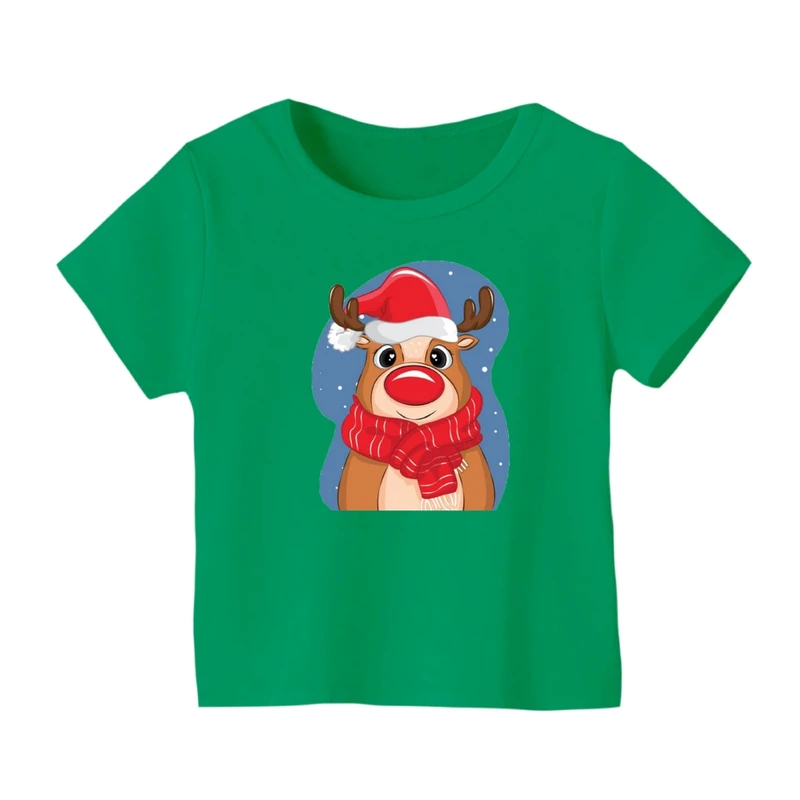 تی شرت آستین کوتاه بچگانه مدل گوزن کریسمس کد 2