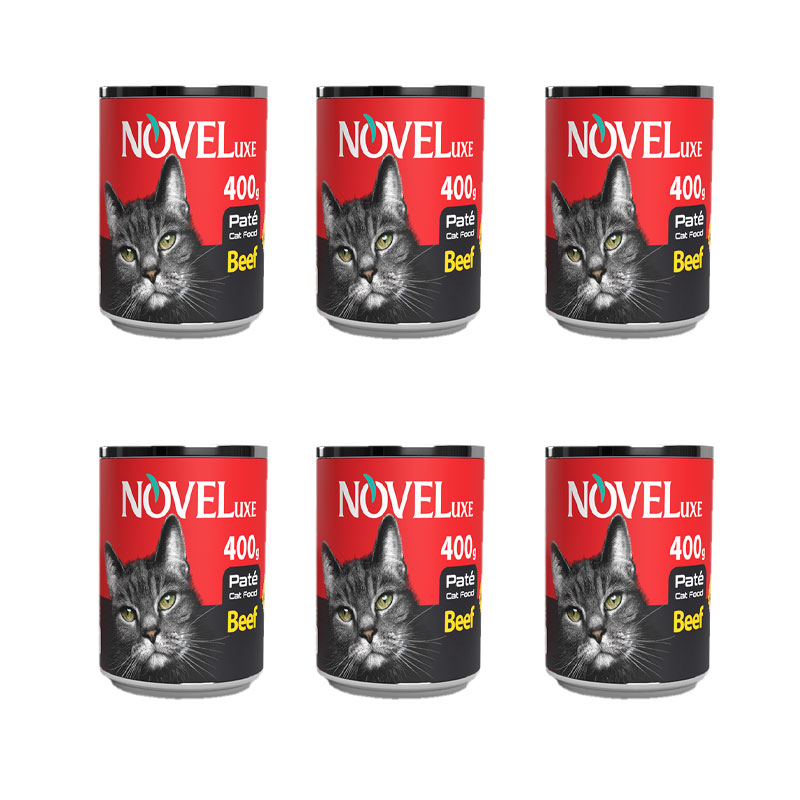 کنسرو گربه نوول لوکس مدل Beef وزن 400 گرم بسته 6 عددی