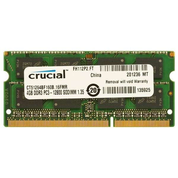 رم لپ تاپ DDR3L تک کاناله 1600 مگاهرتز CL11 کروشیال مدل PC3L-12800 ظرفیت 4 گیگابایت