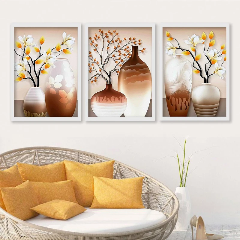 تابلو صبا طرح مدل دکوراتیو کد 3012w مجموعه 3 عددی