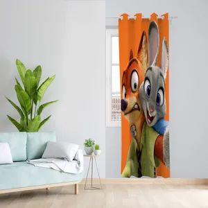  پرده مدل کارتون زوتوپیا مخمل پانچی کد 4195 سایز 140x200 سانتی متر