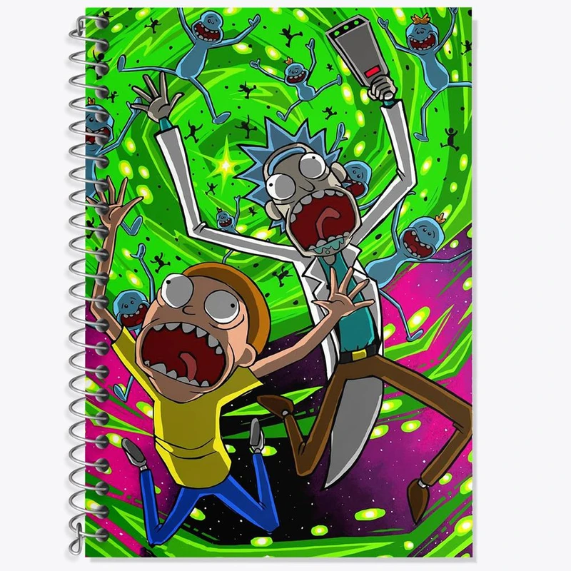 دفتر زبان 50 برگ خندالو مدل دو خط طرح ریک و مورتی Rick and Morty کد 3217