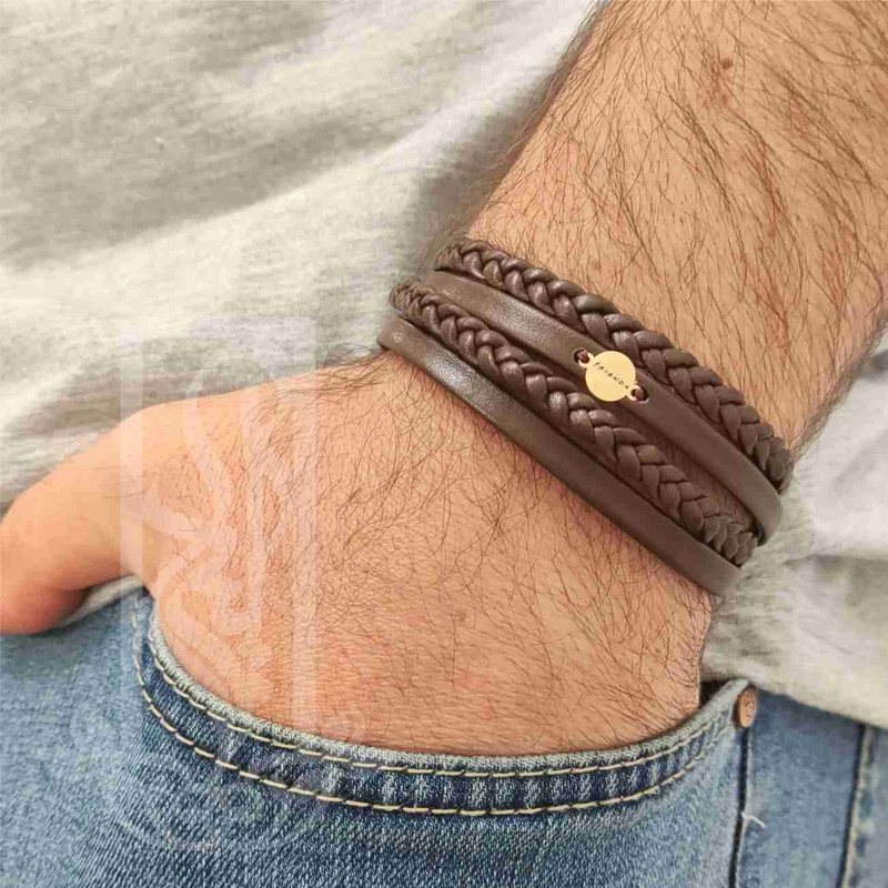 دستبند طلا 18 عیار مردانه لیردا مدل فرندز 6008