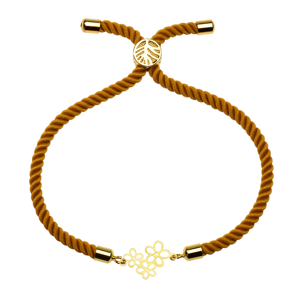 دستبند طلا 18 عیار دخترانه کرابو طرح سه گل مدل Krd1095