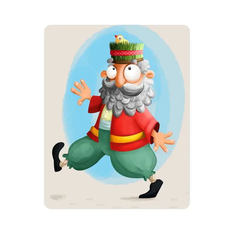 ماوس پد اطلس آبی طرح عمو نوروز و سبزه عید و جوجه مدل T1556