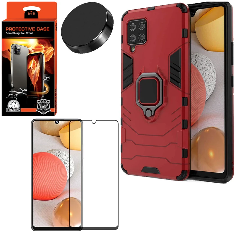 کاور کینگ کونگ مدل BATMAN مناسب برای گوشی موبایل سامسونگ Galaxy A42 به همراه محافظ صفحه نمایش و پایه نگهدارنده گوشی