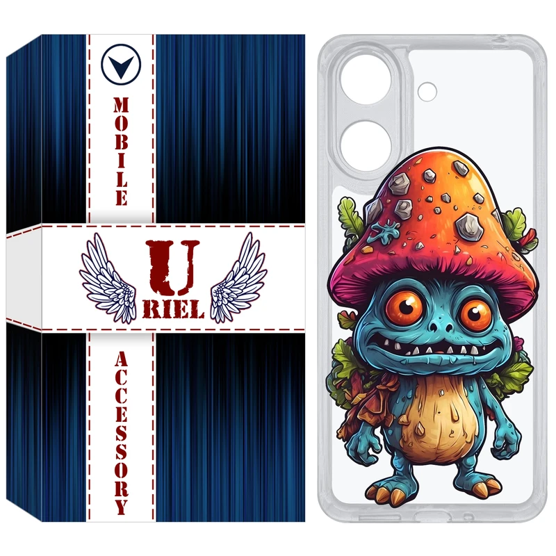 کاور یوریل مدل Clear کد 47 طرح قارچ مناسب برای گوشی موبایل شیائومی Redmi 13C / Poco C65