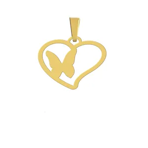 آویز گردنبند هایکا مدل قلب و پروانه کد a.h 58